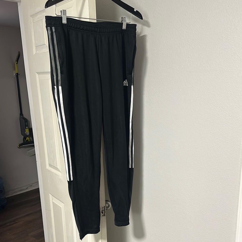 Adidas Black Sweatpants with Tapered Fit and Elastic Waistband